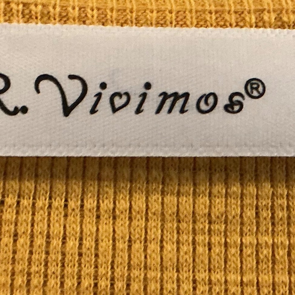 R. Vivimos Womens S Dress Mustard Yellow Tie Front Balloon Sleeves Textured Knit - Picture 9 of 9